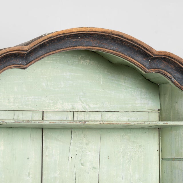 Wood Late 18th Century Swedish Rococo Black Painted Pine Wedding Cabinet For Sale - Image 7 of 18