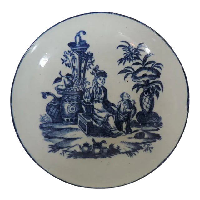 18th Century Chinese Style Worcester Blue & White Porcelain Saucer Dish For Sale