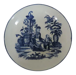 18th Century Chinese Style Worcester Blue & White Porcelain Saucer Dish
