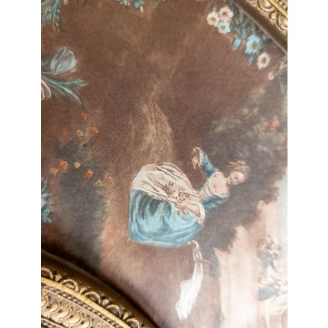 Gold Early 20th Century Gold Fan Shaped Frame With Print For Sale - Image 8 of 11