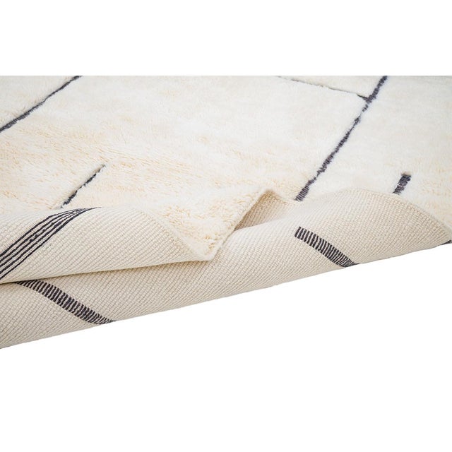Textile Abstract Blueprint Grid Hand-Knotted Wool Rug | 10'8" X 7'11" | One of a Kind For Sale - Image 7 of 8