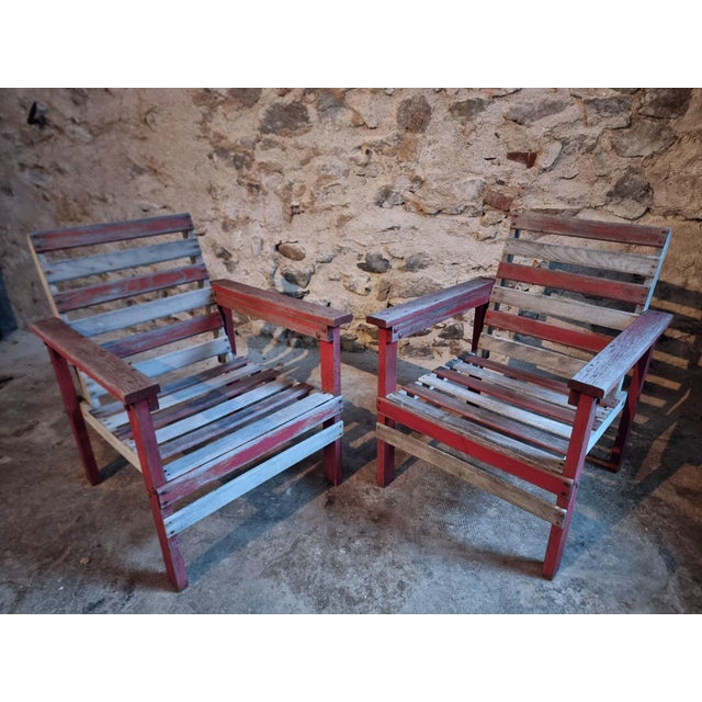 French Lounge Chairs in Beech and Chestnut, 1930s, Set of 5 For Sale - Image 14 of 18