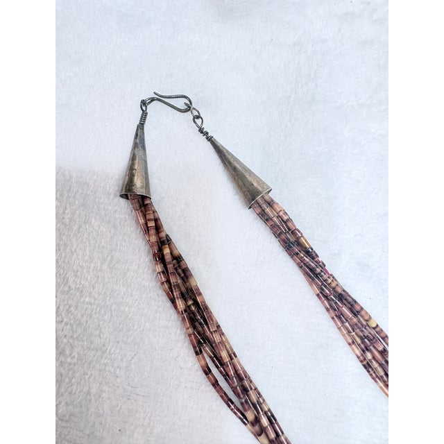1980s Seven‑Strand Mixed‑Stone Fetish Necklace With Hand‑Cut Heishi & Silver Findings For Sale - Image 14 of 15