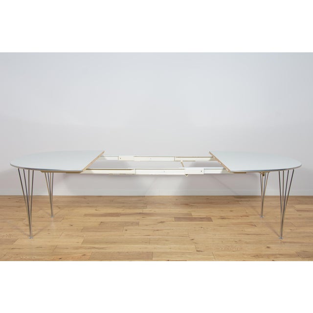 White Mid-Century Modern Extendable Ellipse B612 Dining Table by Piet Hein & Bruno Mathsson for Fritz Hansen, 1960s For Sale - Image 8 of 18