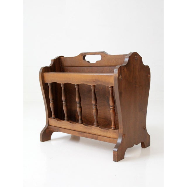 Wood Mid-Century Colonial Style Wood Magazine Rack For Sale - Image 7 of 11
