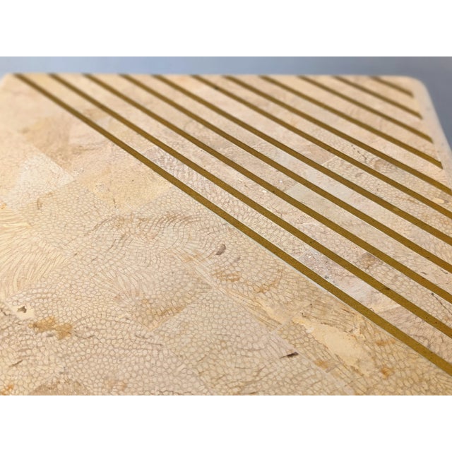 Sand Vintage Casa Bique Tessellated Stone and Brass Box For Sale - Image 8 of 12