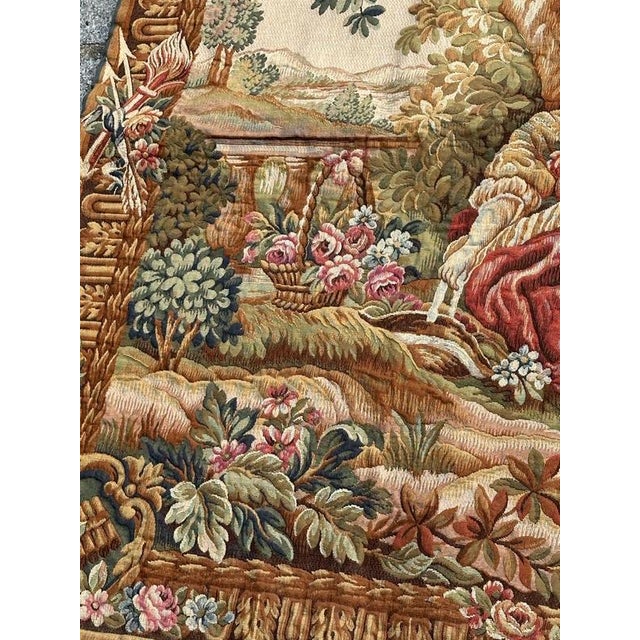 Mid-Century Modern French Aubusson Style Jacquard Halluin Tapestry, 1960s For Sale - Image 12 of 18