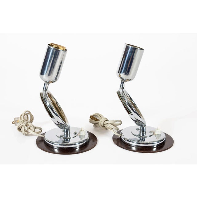 1930s Antique Art Deco Bauhaus Pair Table Lamps With Glass Photo Inserts For Sale - Image 5 of 11