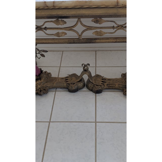 Antique Italian Cast Iron Base Coffee Table With Creamy Ivory Marble Top For Sale - Image 9 of 10