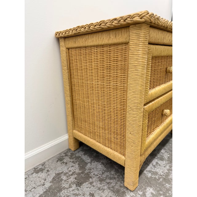 Vintage Henry Link Wicker 2-Drawer Nightstands - Set of 2 For Sale In Nashville - Image 6 of 15