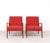 Mid-Century Modern Vintage Danish Wooden Armchairs with Coral Fabric, 1950s, Set of 2 For Sale - Image 3 of 13