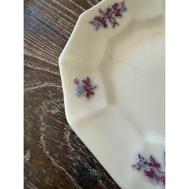 Purple Antique Staffordshire Ironstone Dessert Plates, Chelsea Grape Chelsea Sprig Pattern, 6.75 Inch English Ironstone, Circa 1845–1856 - Set of Seven For Sale - Image 8 of 10