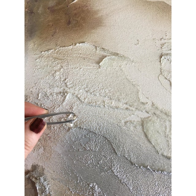 Series Poetic Statement: Portal of Peace. 40" x 40" Eco-Friendly Textured Oil, Metallic Silvers & Rust including Silver...