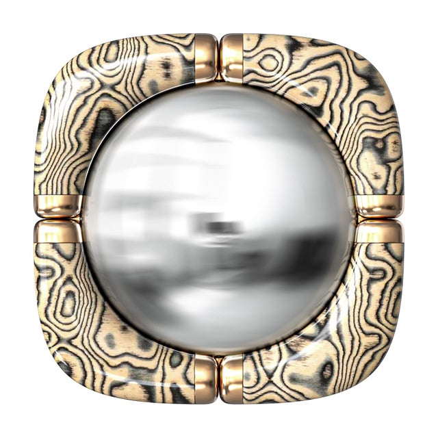 Art Deco "Candice" Convex Wall Mirror With Bronze Details, Handcrafted For Sale - Image 3 of 7