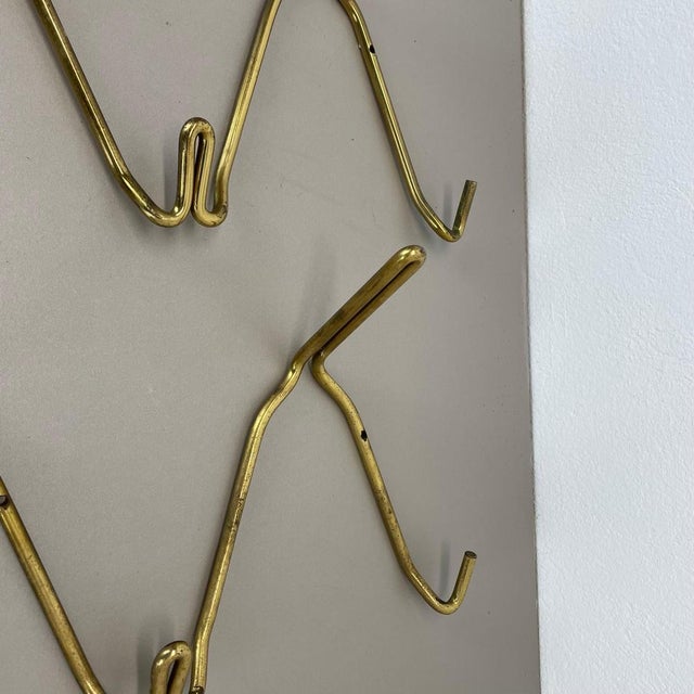 Brown Large Brass Coat Rack with Hooks in the style of Auböck, France, 1950s For Sale - Image 8 of 18