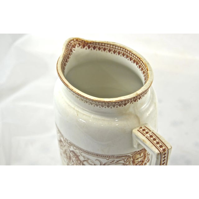 Ivory 1800s English Transferware Pitcher For Sale - Image 8 of 10