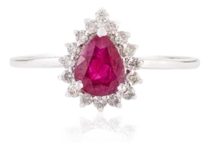 14k Gold Natural Mozambique Ruby Diamond Halo Ring Size 5.5