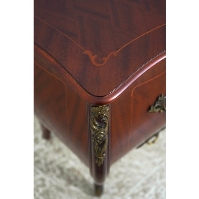 Brown French Style Inlaid Mahogany Bombe Chest Commode For Sale - Image 8 of 17