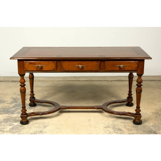 Late 19th Century French Louis XIV Style Walnut Writing Table With Three Drawers For Sale - Image 18 of 18