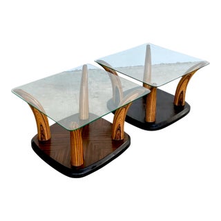 Vintage Henredon “Scene Two” Zebra Wood Tush Side Tables - A Pair For Sale