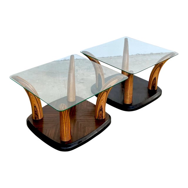 Vintage Henredon “Scene Two” Zebra Wood Tush Side Tables - A Pair For Sale