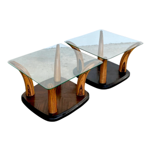 Vintage Henredon “Scene Two” Zebra Wood Tush Side Tables - A Pair