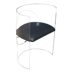 Charles Hollis Jones Floating Seat Lucite Chairs, Signed