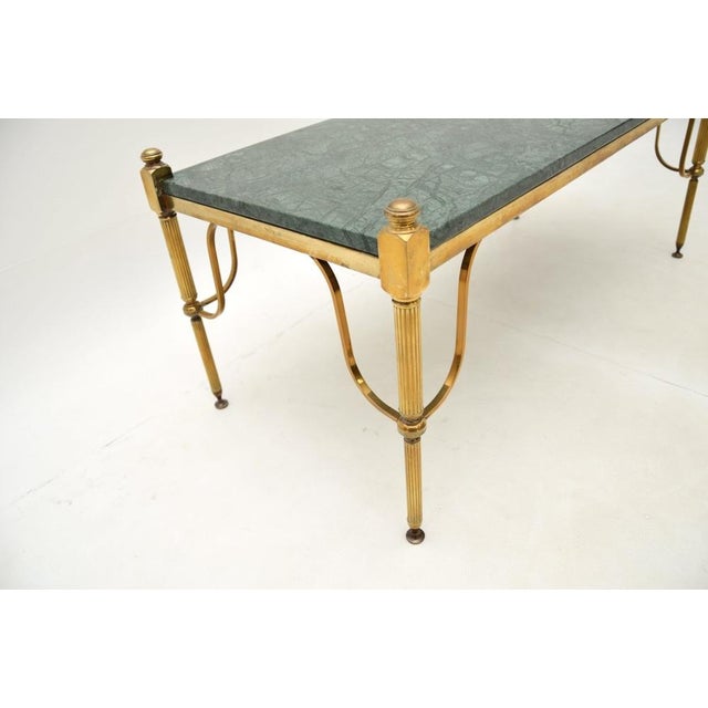 Metal Vintage French Brass and Marble Coffee Table, 1960s For Sale - Image 7 of 9