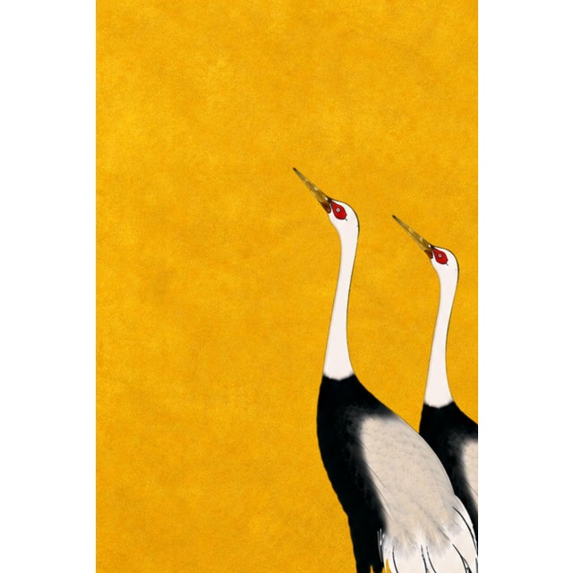 Japanese Golden Crane Portrait I, Japanese Crane Wall Art, Gold Bird Print, 24" X 36" For Sale - Image 3 of 11