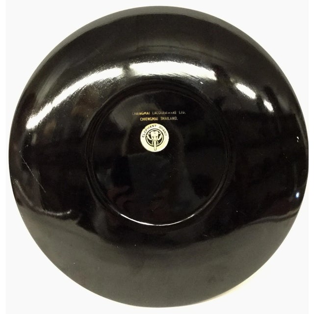 Paint 1970s Art Deco Cinnabar Lacquer Ware Plate With Gold Trim For Sale - Image 7 of 12