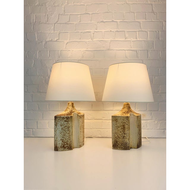 Mid-Century Modern Large Danish Ceramic Table Lamps in Stoneware by Haico Nitzsche for Søholm Stentøj, 1960s, Set of 2 For Sale - Image 3 of 17