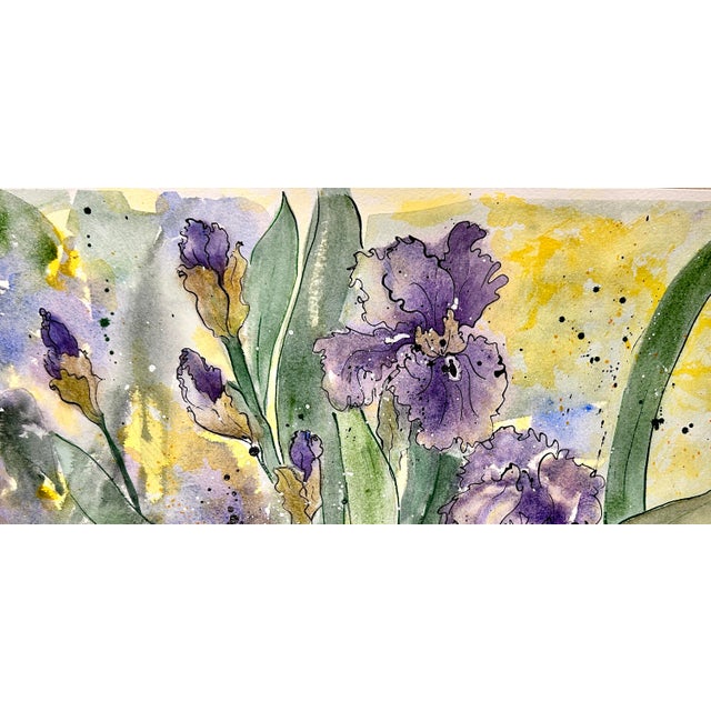 Watercolor Painting Original “Amethyst Iris” For Sale - Image 9 of 9