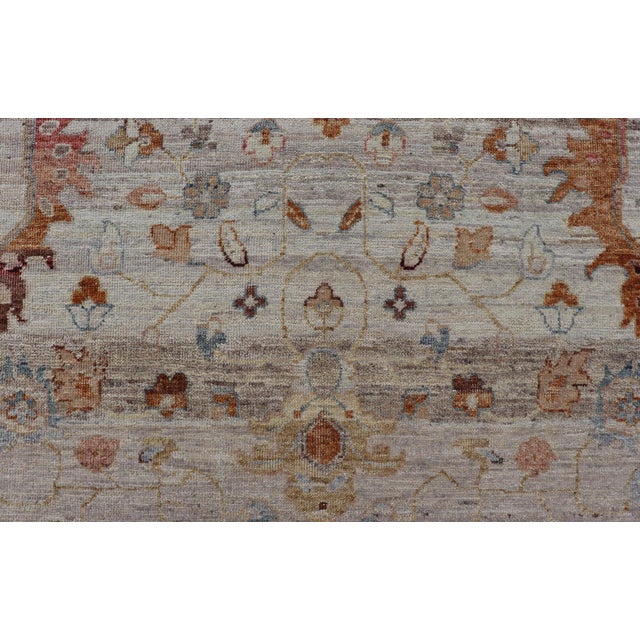Modern Oushak Muted Rug in Earthy Tones on a Cream Background 10'1 X 14'1 For Sale - Image 9 of 12