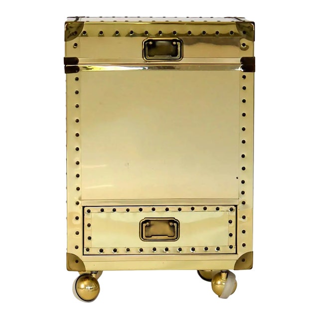 1970s Brass Clad Storage Chest For Sale