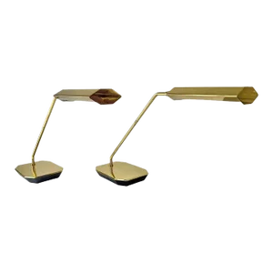 Mid-Century Modern Rare Koch & Lowy Adjustable Pharmacy Brass Desk Lamp, a Pair