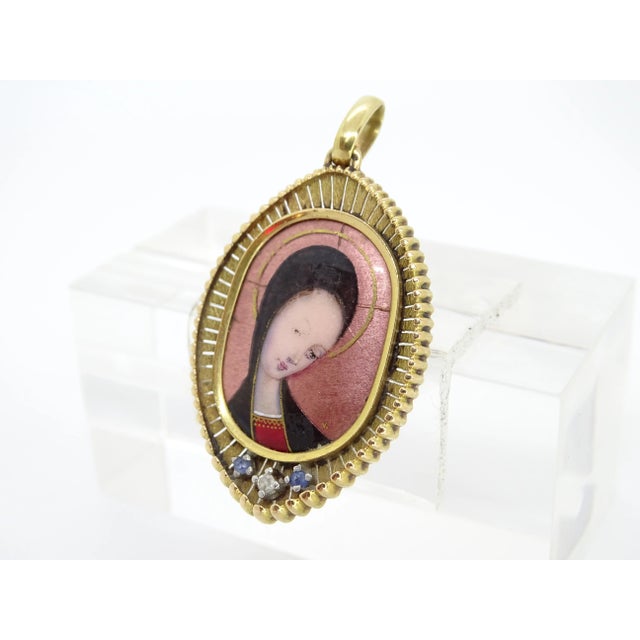 Blue Vintage French 18k Gold and Enamel Pendant, 1900 For Sale - Image 8 of 18