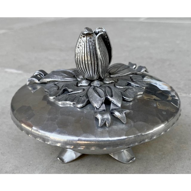 Circa 1930 Whimsical Hand Forged Rose & Ribbon Aluminum Trinket Box For Sale - Image 18 of 18