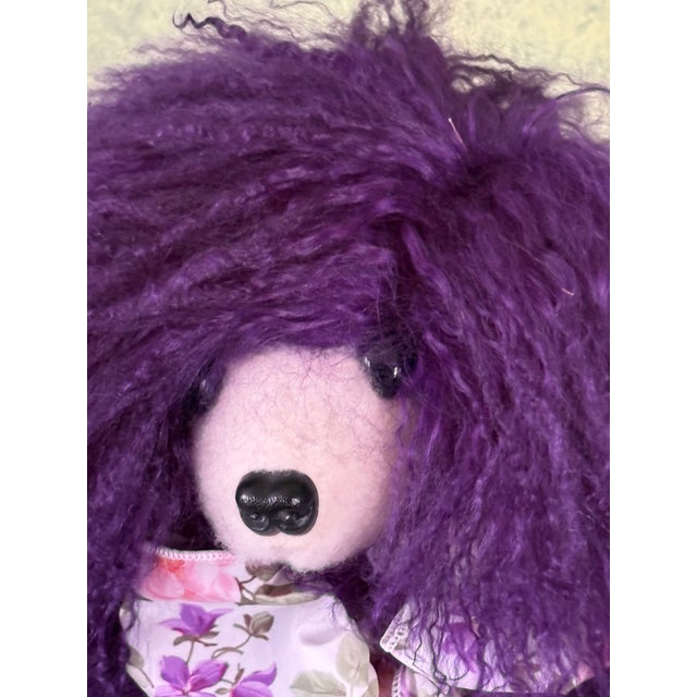 Figurative Purple Mongolian Lamb Fur Large Collectible Teddy Bear by Bear Mountain Artist Kathy Bindert For Sale - Image 3 of 8