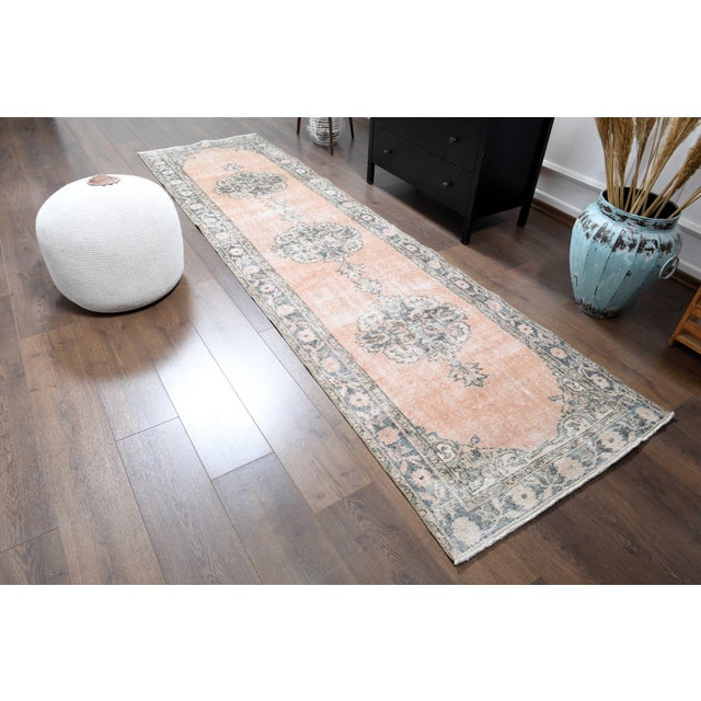 1970s Vintage Handmade Wool Cotton Orange Runner Rug For Sale In San Francisco - Image 6 of 11