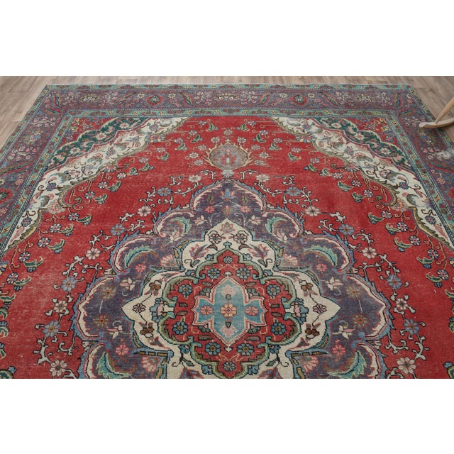 Red 1960s Vintage Persian Red Handwoven Oversized Rug For Sale - Image 8 of 11