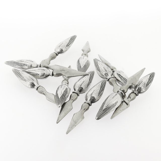Metal Set of 12 Mid 20th Century Figural Sterling Silver Corn on the Cob Holders For Sale - Image 7 of 12