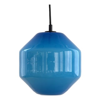 Italian Murano Glass Pendant Light in Blue by Vistosi, 1970s For Sale