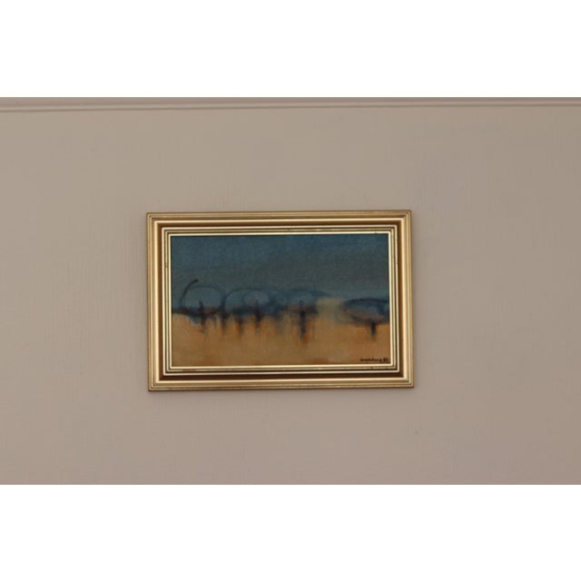 Original Swedish Oil on Panel – “Trees” by Mats Sandeberg (b. 1939, Stockholm) – Signed 1982, Framed Motif: 20 × 33 cm...