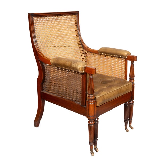 Regency Mahogany Caned Bergere And Ottoman For Sale In Boston - Image 6 of 12