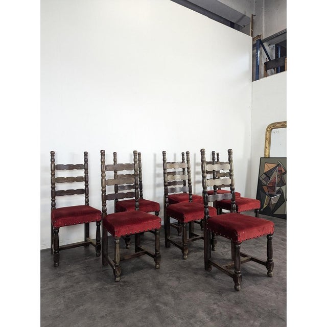 Vintage Spanish Chairs in Wood, Set of 8, in Very Good conditions.