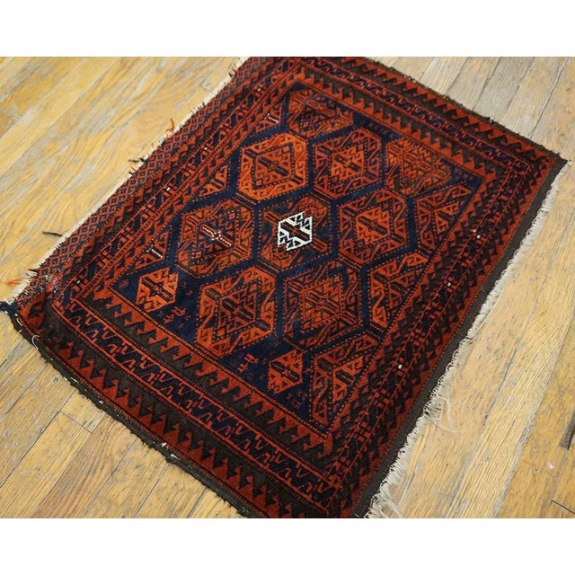 Tribal 1900s Blue Navy Geometric Tribal Antique Persian Balouch Rug 2' 0'' X 2' 6'' Knotted Wool Carpet For Sale - Image 3 of 13