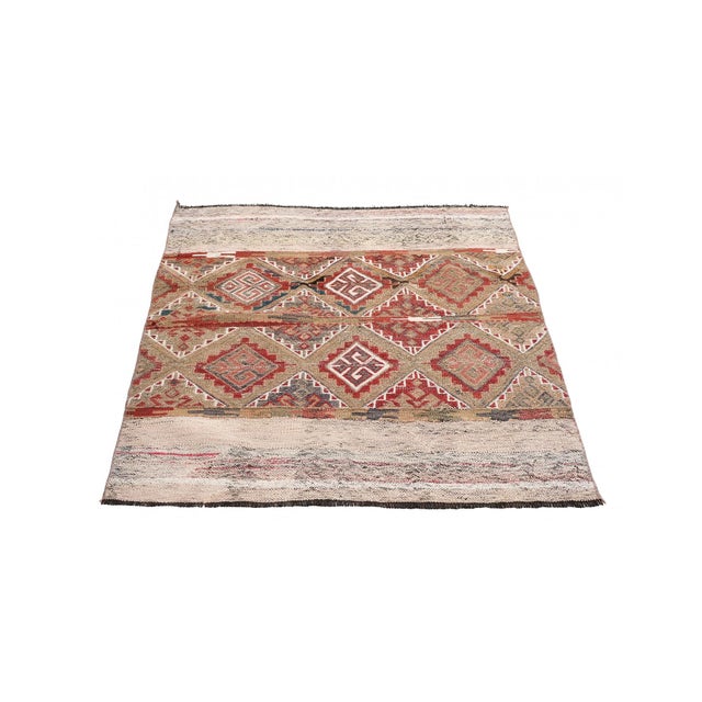 Mid-Century Modern Decorative Vintage Turkish Kilim Rug - 3`6″ X 4`7″ For Sale - Image 3 of 6