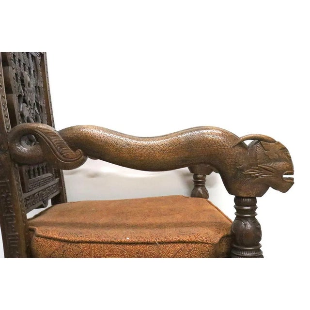 Pair of Antique Heavily Hand Carved Wooden Armchairs For Sale - Image 15 of 15
