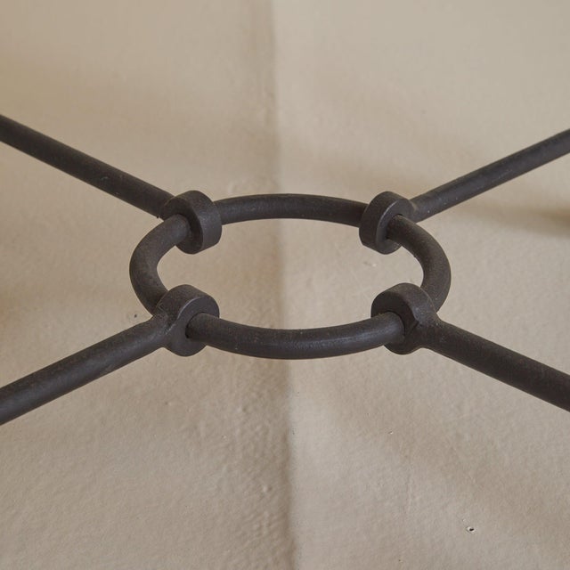 Brown Belgian Oak + Wrought Iron Coffee Table, 1950s For Sale - Image 8 of 11