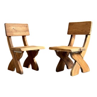 Vintage Wooden Chairs, 1960s, Set of 2 For Sale